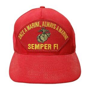 U.S. Marine Semper Fi Hat, "Once a Marine, Always a Marine" Red Adjustable